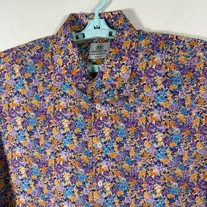 Kurt River Shirt Mens 2XL Purple Slim Fit Button Up Long Sleeve Floral Cotton